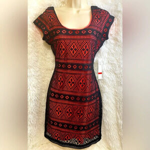 Snap Salmon / Black Zip up Dress. New with Tag. Size M.